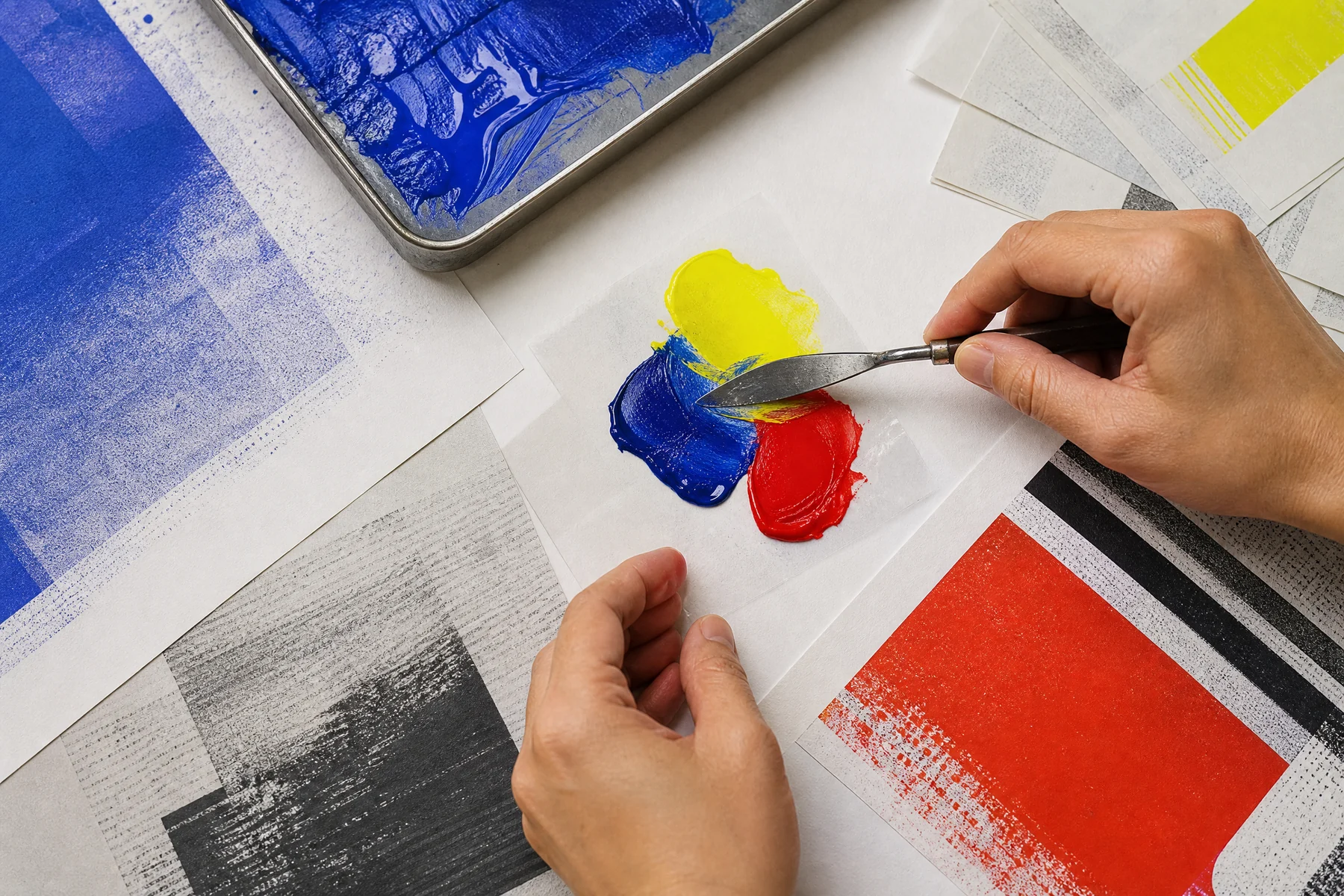 Ink tray and evidence materials